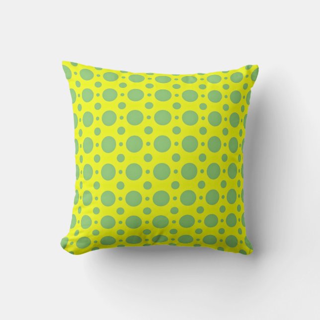Almofada Travesseiro decorativo de Bolinhas Verde e Amarelo (Frente)