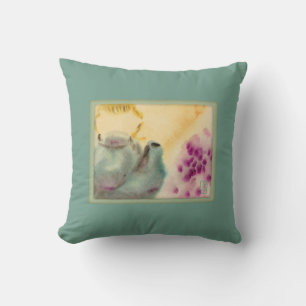 Almofada Travesseiro decorativo de bule de aquarela