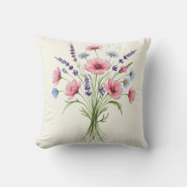 Almofada Travesseiro decorativo de buquê de flor selvagem