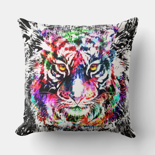 Almofada Travesseiro decorativo de Cabeças Tiger - Face Sup (Frente)