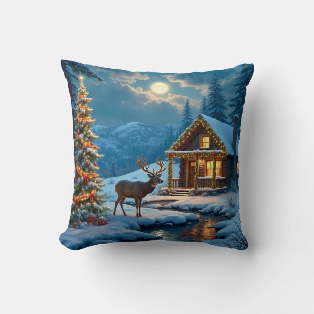 Almofada Travesseiro decorativo de Cabina de Natal (Frente)