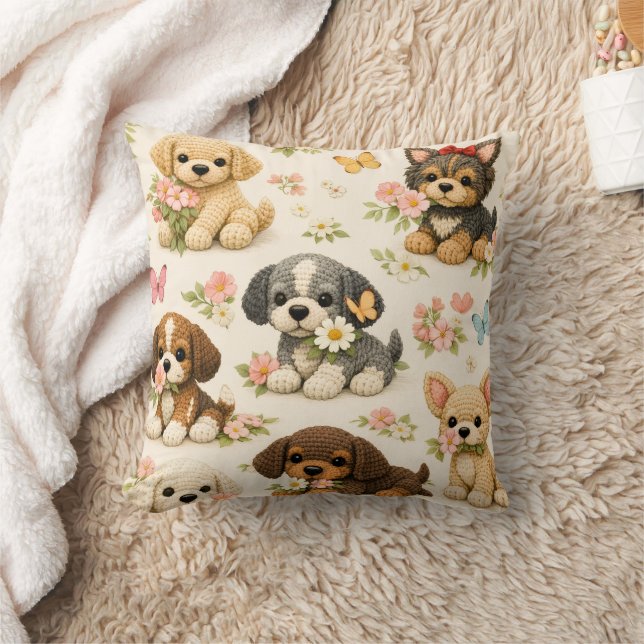 Almofada Travesseiro Decorativo de Cachorrinho Fofo com Bor (Cobertor)
