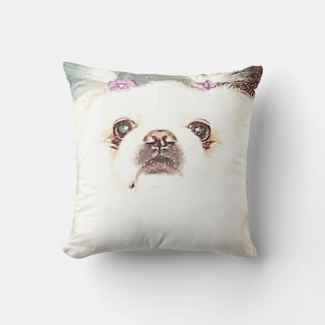 Almofada Travesseiro decorativo de Cachorro Branco-Cachorro (Frente)
