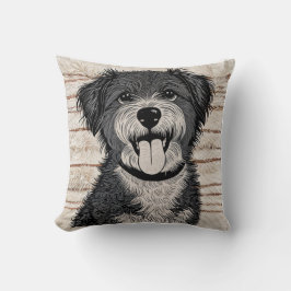 Almofada travesseiro decorativo de Cachorro Negro e Branco
