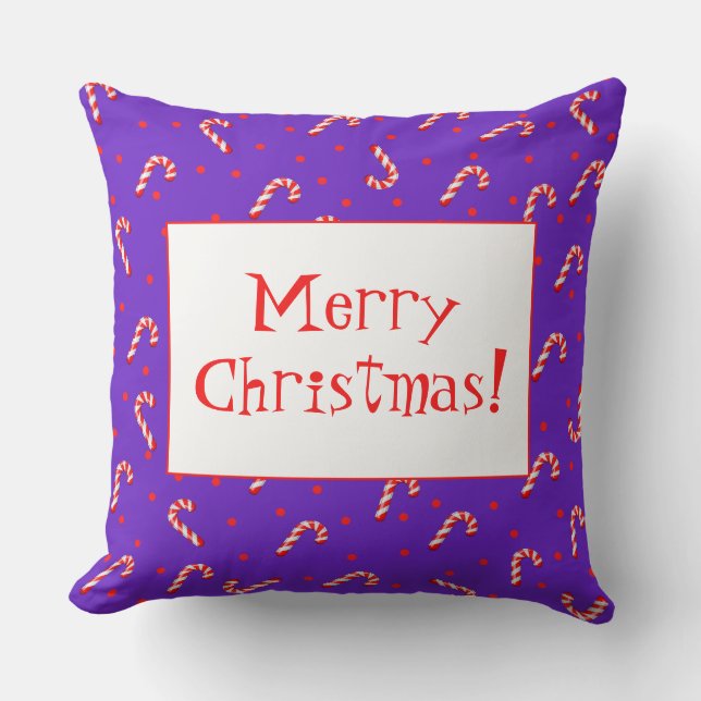 Almofada Travesseiro decorativo de Canas de Natal Roxo (Frente)