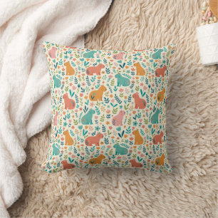 Almofada Travesseiro Decorativo de Capivara Floral Desenhad