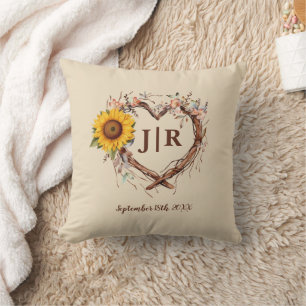 Almofada Travesseiro decorativo de Casamento Rustic Sunflow