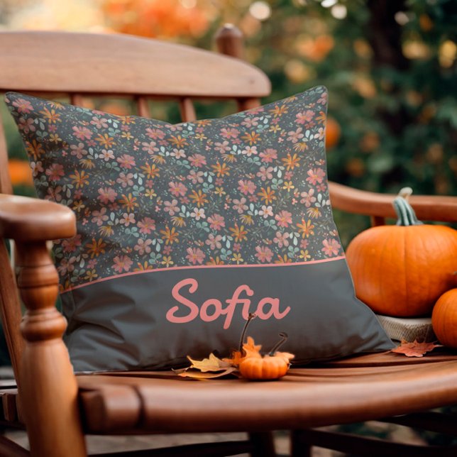 Almofada Travesseiro decorativo de cinza de flor de aquarel (Criador carregado)