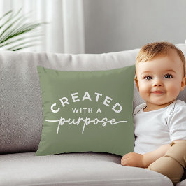 Almofada Travesseiro decorativo de citação cristã verde-oli