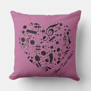 Almofada Travesseiro decorativo de Coração de Notas de Músi