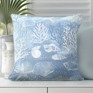 Almofada Travesseiro decorativo de coral azul   Estilo Cost