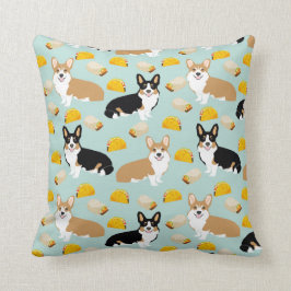 Almofada Travesseiro decorativo de Corgi e Tacos - presente
