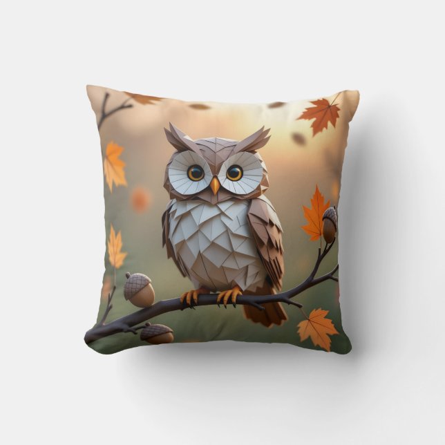 Almofada Travesseiro decorativo de Cozy Autumn Origami Owl (Frente)