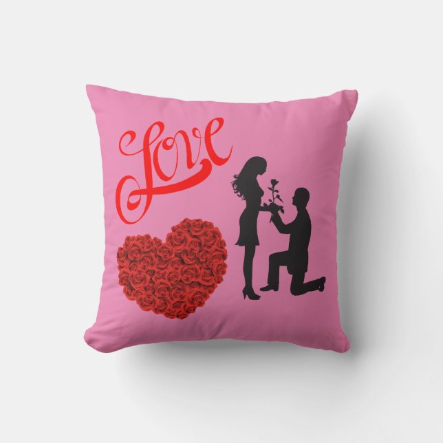 Almofada Travesseiro decorativo de decoração do coração ros (Frente)