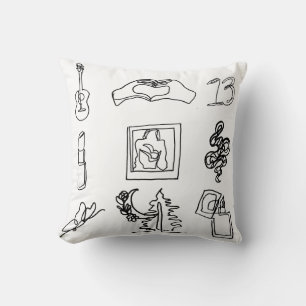 Almofada Travesseiro decorativo de Desenho da Linha Fan Art