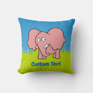 Almofada Travesseiro decorativo de desenho de elefante rosa