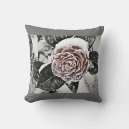 Almofada Travesseiro decorativo de Desenho de Rosa com Neve