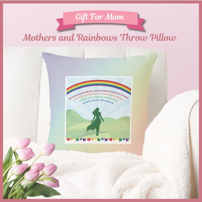 Almofada Travesseiro decorativo de Dias de as mães de mães  (Mothers and Rainbows Throw Pillow)