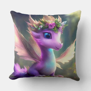 Almofada Travesseiro decorativo de Dragão de Fada Roxo