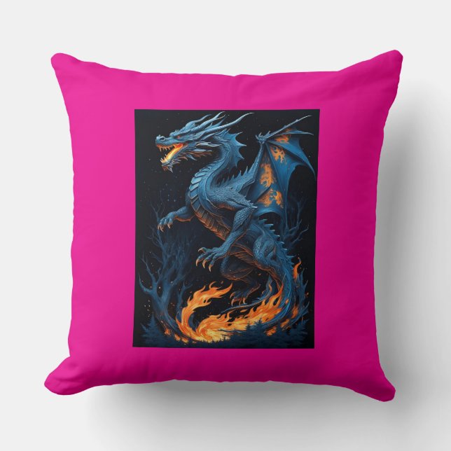 Almofada Travesseiro decorativo de Dragão Místico (Frente)