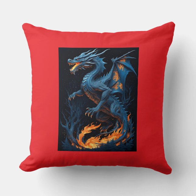 Almofada Travesseiro decorativo de Dragão Místico (Frente)
