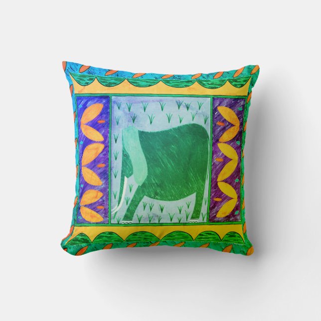 Almofada Travesseiro decorativo de Elefantes Quenianos (Frente)