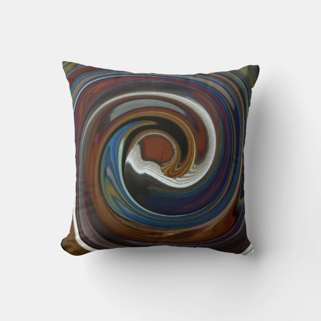 Almofada Travesseiro decorativo de espiral de patch castanh (Frente)