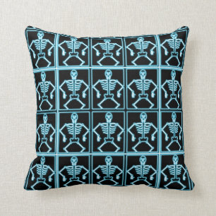 Almofada Travesseiro decorativo de esqueleto azul elétrico