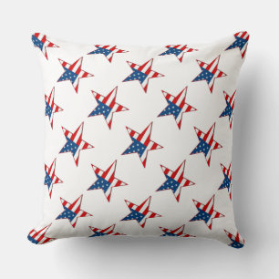 Almofada Travesseiro decorativo de estrelas Patriótica Verm