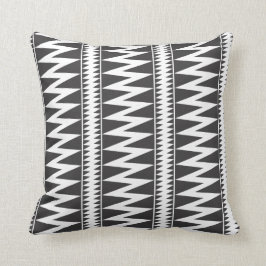 Almofada travesseiro decorativo de faixas de zague preto e 