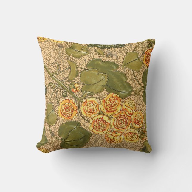 Almofada Travesseiro decorativo de Flores Amarelas Anticas (Frente)