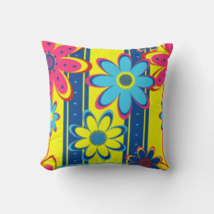 Almofada Travesseiro decorativo DE FLORES - AMARELO BRILHO