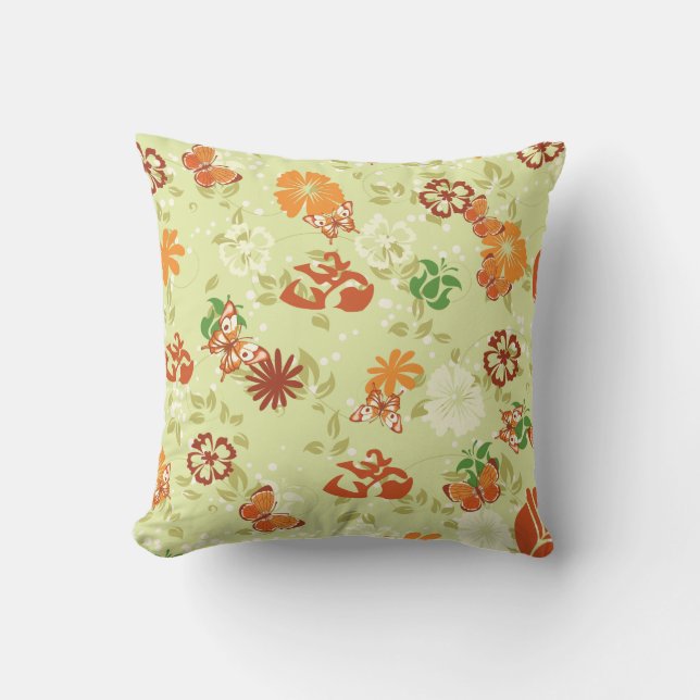 Almofada Travesseiro decorativo de Flores de Borboletas Ver (Frente)