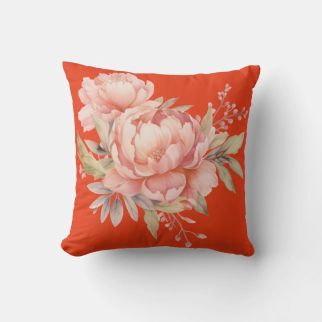 Almofada Travesseiro decorativo de Flores Selvagens Rosa Vi (Frente)