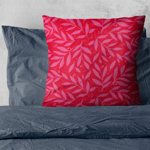 Almofada Travesseiro decorativo de folhagem rosa e vermelha