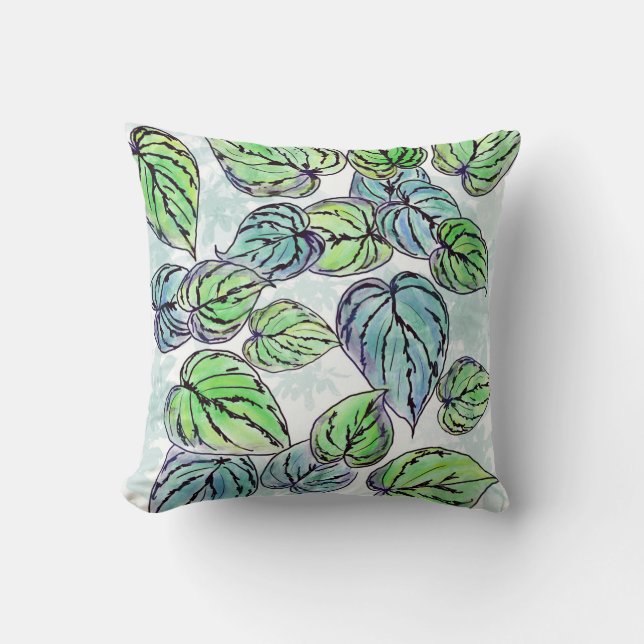 Almofada Travesseiro decorativo de Folhas Verde (Frente)