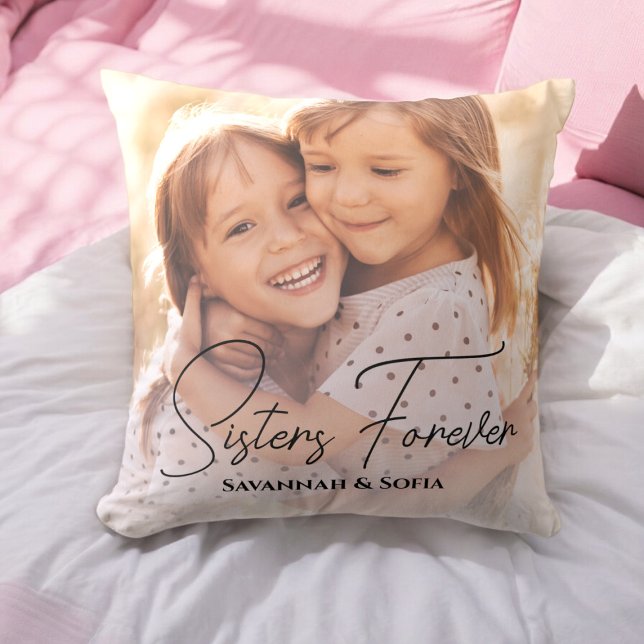 Almofada Travesseiro decorativo de fotos do Sisters Forever (sisters forever photo keepsake throw pillow )