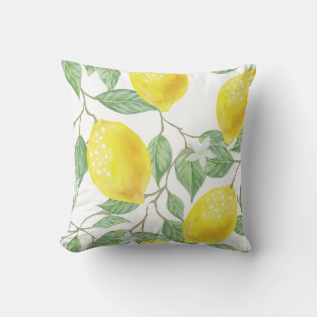 Almofada Travesseiro decorativo de Fruta de Lemon com Aquar (Frente)