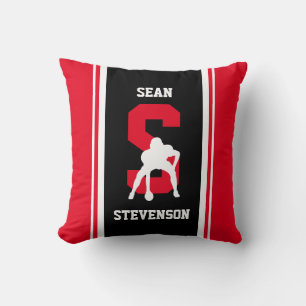 Almofada Travesseiro decorativo de futebol Stripe Red e Bla