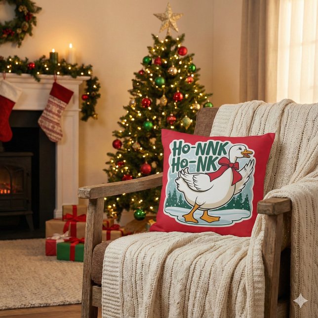 Almofada Travesseiro decorativo de Ganso Natal (Celebrate the holidays with this cute Christmas goose pillow! )