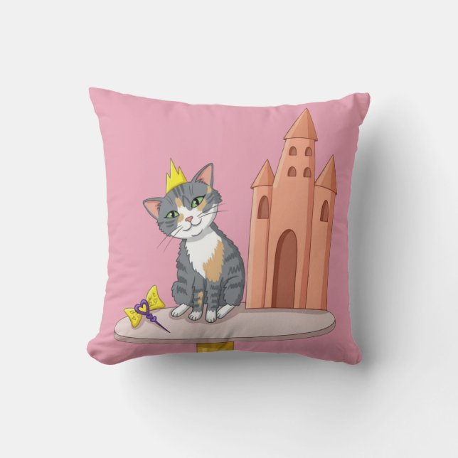 Almofada Travesseiro Decorativo de Gatinha Princesa com Cas (Frente)