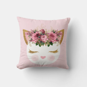 Almofada Travesseiro decorativo de Gatinho Bonito rosa