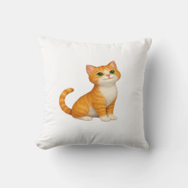 Almofada Travesseiro Decorativo de Gatinho Laranja Adorável