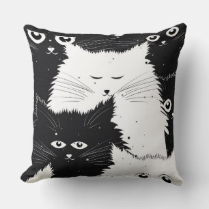 Almofada Travesseiro decorativo De Gatinhos Brancos E Preto