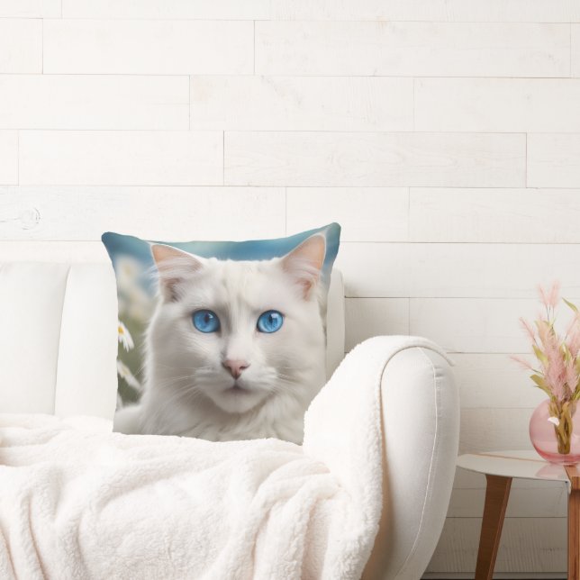 Almofada Travesseiro decorativo de Gato Branco (Sofá)