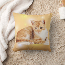 Almofada Travesseiro decorativo de Gato Branco Laranja