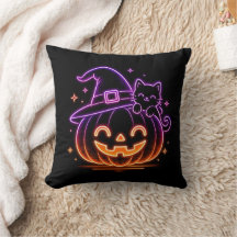 Travesseiro Decorativo de Gato de Abóbora de Hallo