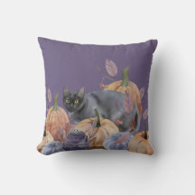 Travesseiro decorativo de Gato Preto com Abóbora