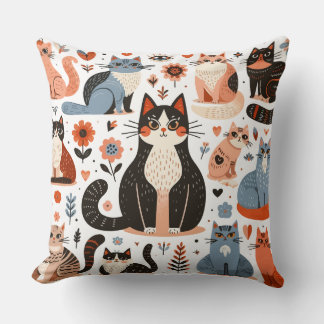 Almofada Travesseiro decorativo de gatos com estilo de arte