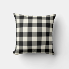 Almofada Travesseiro decorativo de Gingham Preto e Branco
